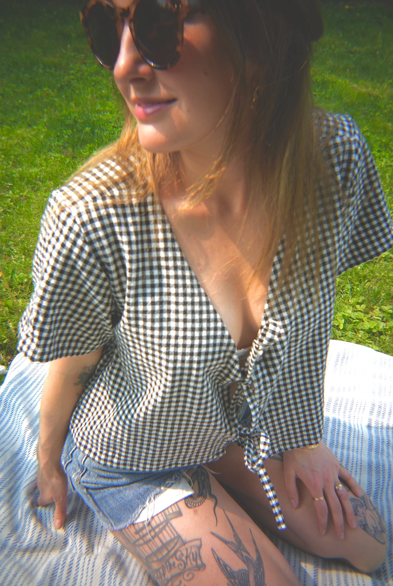Bow tie top * black gingham