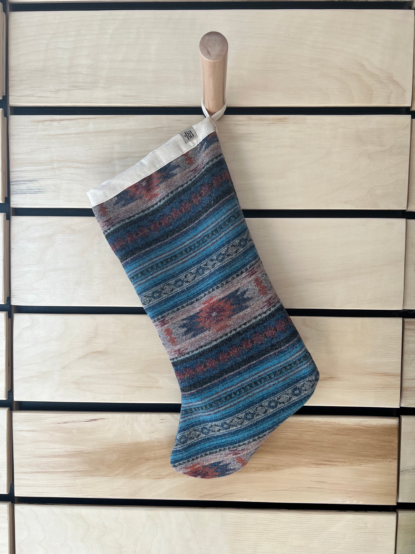 Stocking - turquoise horizontal stripe